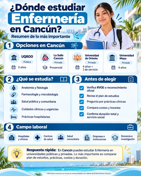 infografia estudiar enfermeria cancun